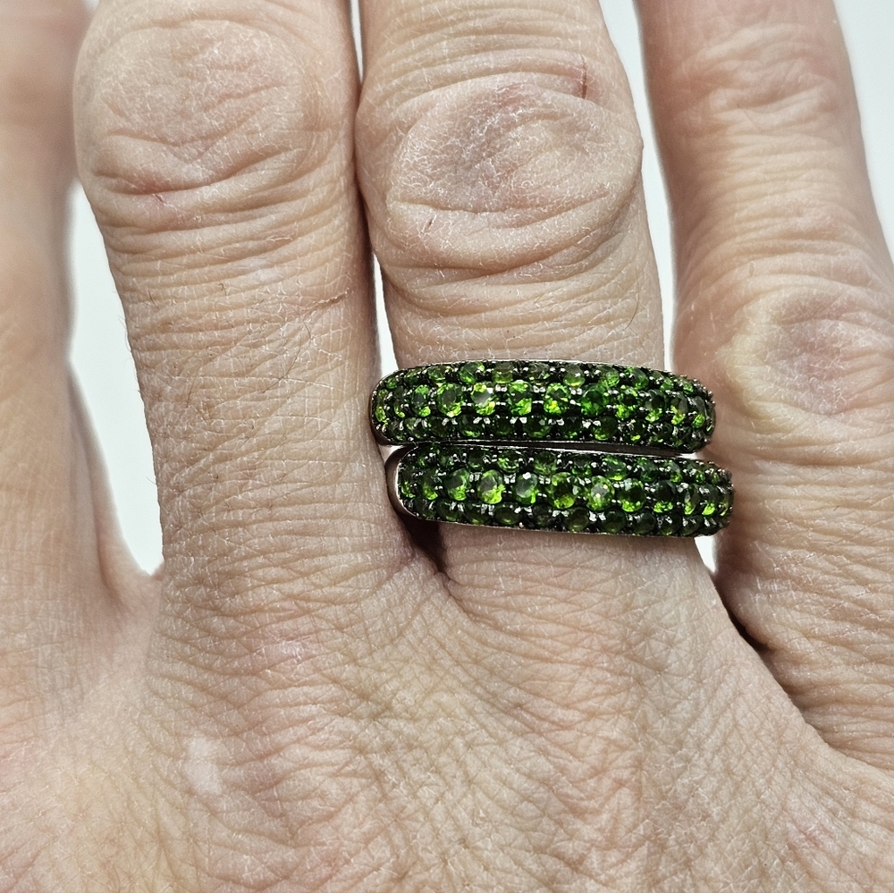 Genuine Two Chrome Diopside Rings Sterling Silver Size 8 - Picture 8 of 10